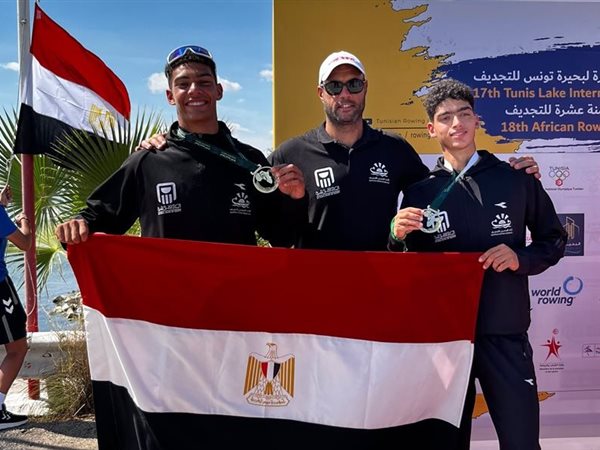 ياسين أشرف وإبراهيم محمود يتوجان بذهبية البطولة الأفريقية الـ18 للتجديف في تونس